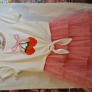Lily Bleu White Top Pink Tulle Strawberry Dress